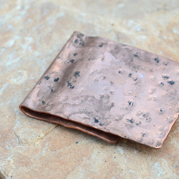 Dad Skull Rustic Money Clip Copper Hand Stamped - Picture 3 of 4